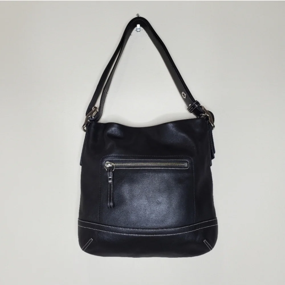Coach 1415 Soho Slim Y2K Black Leather Hobo Fringe Tasseled Shoulder Bag